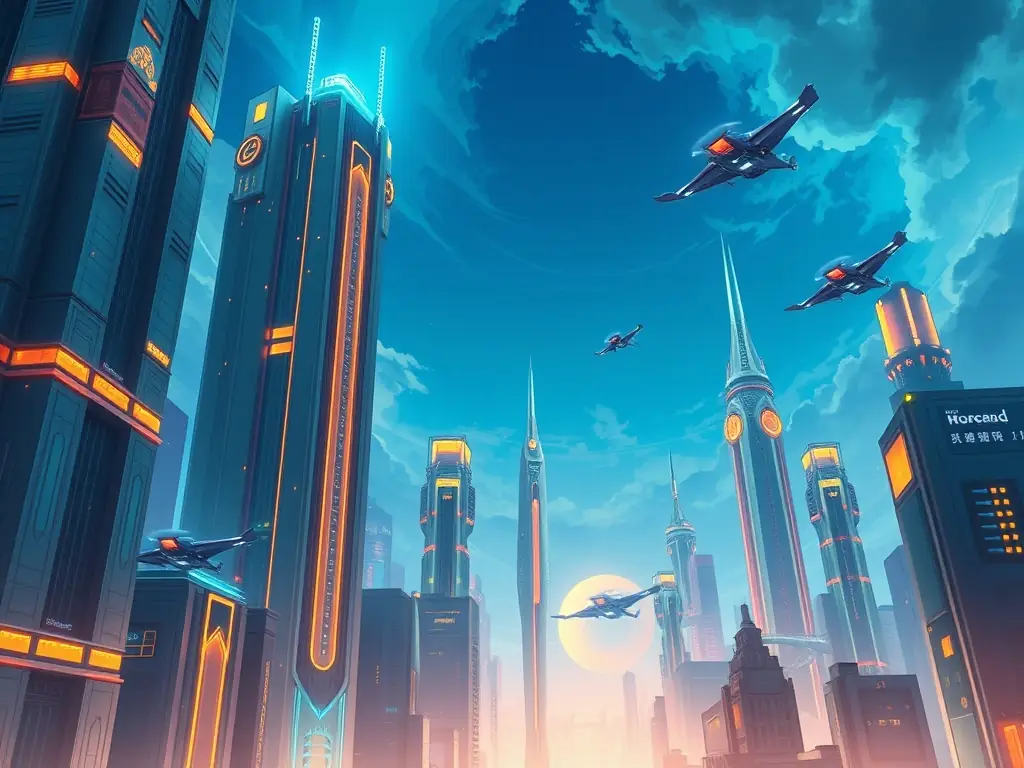 A digital illustration depicting a futuristic cityscape with data streams flowing through the buildings, representing digital transformation.